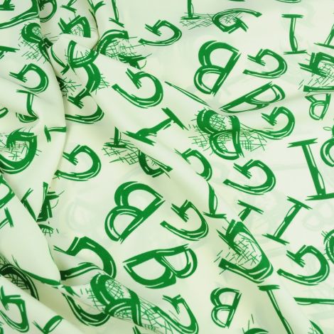 Ткань cPH принт "буквы" зеленый