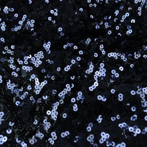Ткань пайетки на сеточке темно-синий