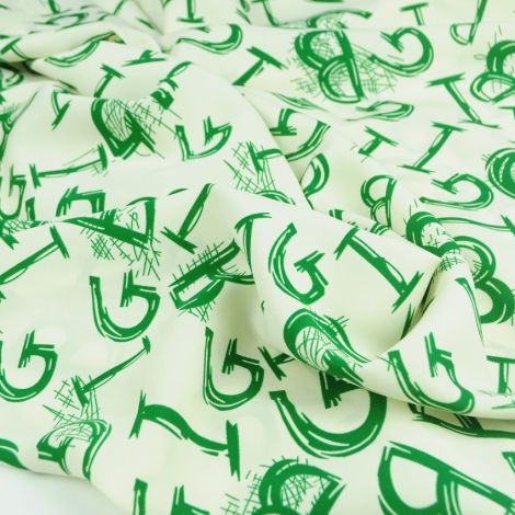 Ткань cPH принт "буквы" зеленый