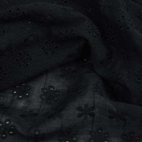 Ткань хлопок вышивка "цветы" черный