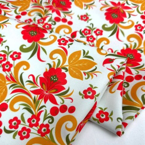 Ткань габардин принт d2 молочный/ivory