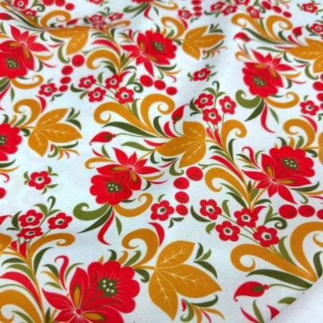 Ткань габардин принт d2 молочный/ivory