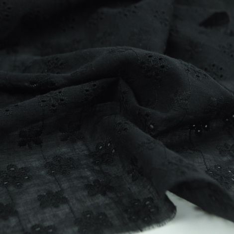 Ткань хлопок вышивка (шитье) «Цветы» черный