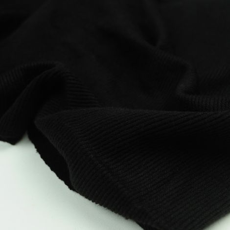Ткань ангора в рубчик меланж черный