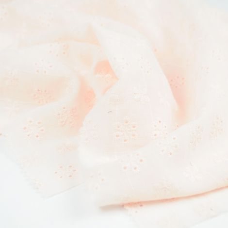 Ткань хлопок вышивка "цветы" персик