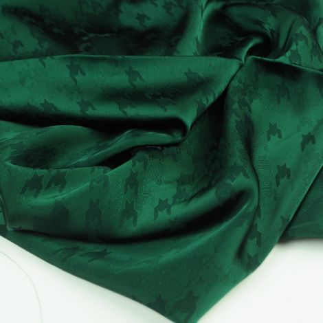 Ткань шелк жаккард "Лапка" тёмно-зелёный