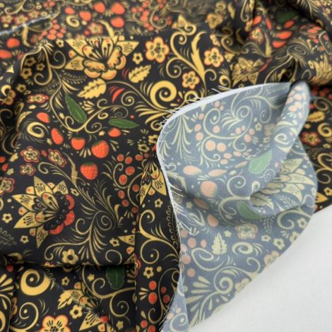 Ткань стретч-шифон принт d1 черный