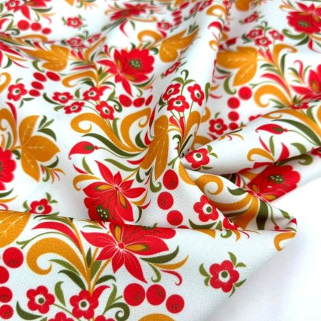 Ткань габардин принт d2 молочный/ivory