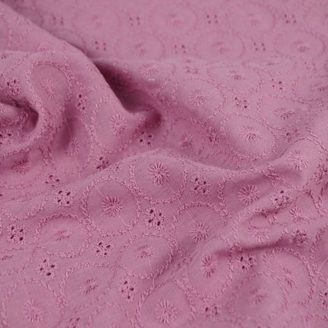 Ткань хлопок вышивка грязно-розовый