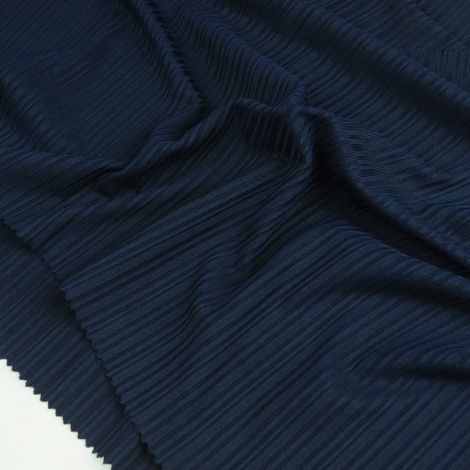 Ткань трикотаж "Марсель" в рубчик темно-синий