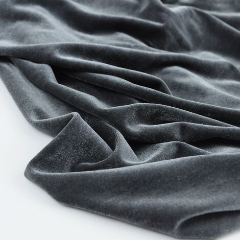 Ткань велюр стретч однотонный темно-серый