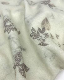 Ткань лен принт "Дорис" д2 серый с зеленцой