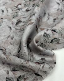 Ткань органза  тенсел-шелк принт d2 бежево-розовый