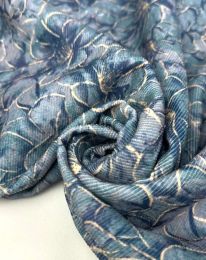 Ткань вельвет принт d8 грязно-голубой