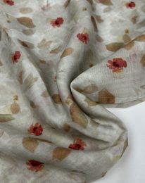 Ткань органза  тенсел-шелк принт d5 бежевый телесный