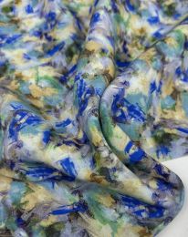 Ткань штапель принт D54 бирюзово-зеленый