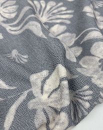 Ткань лен принт "Дорис" д12 джинсовый синий