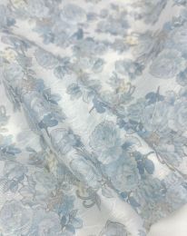 Ткань органза принт d7 голубой