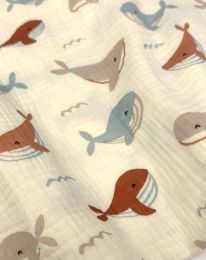 Ткань муслин принт D28 сливочный