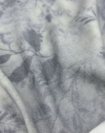 Ткань лен принт "Дорис" д5 серый с синим оттенком