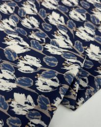 Ткань костюмно-плательная "Барби" принт d7 темно-синий