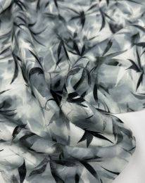 Ткань штапель принт D40 серый с зеленцой