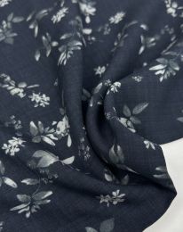 Ткань штапель принт D66 темно-синий меланж